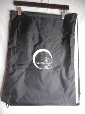 CollieBall logo nylon string backpack black white large size 17" x 22"